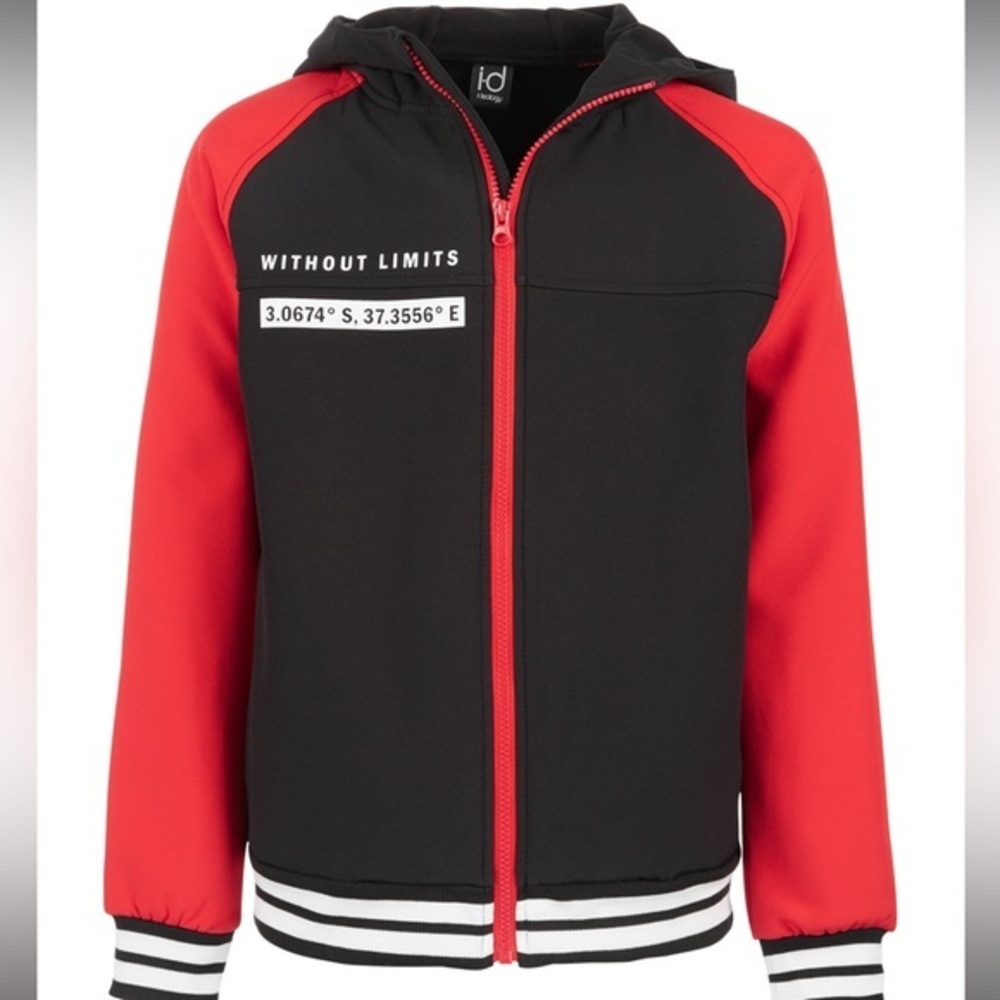 Ideology Little Boys Red, Black, & White Colorblocked Full-Zip Jacket, Sz 4T